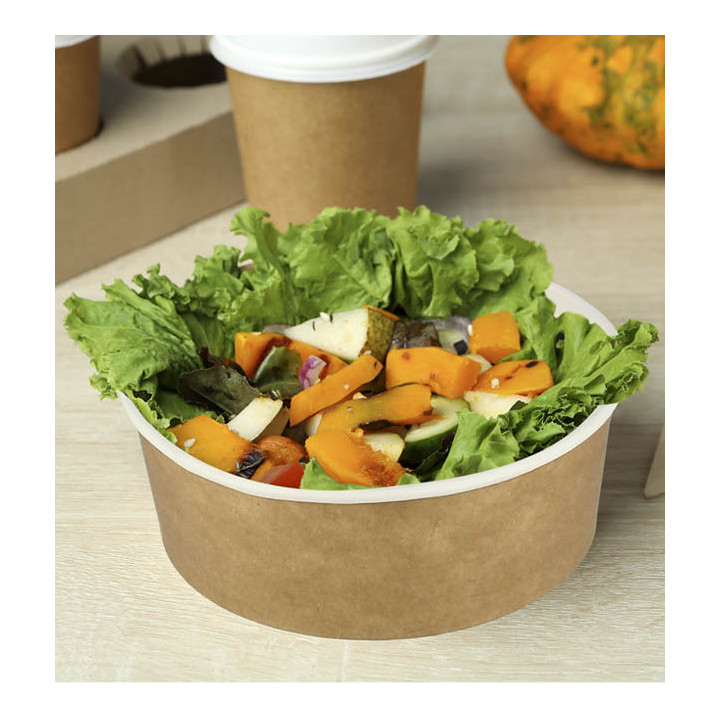 Paper Soup Bowl with Lid Kraft PP 38 Oz/1140ml (25 Units)