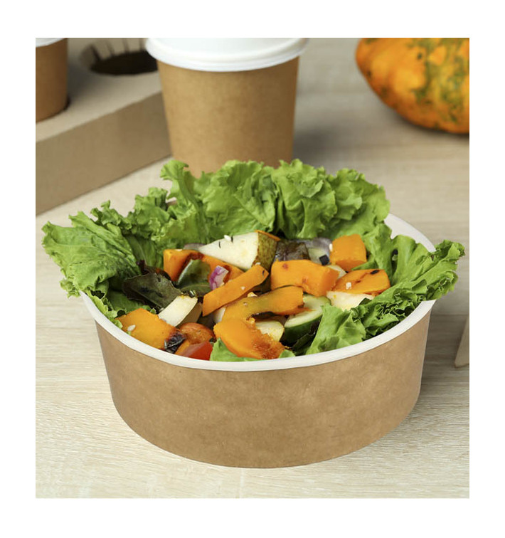 Paper Soup Bowl with Lid Kraft PP 25 Oz/750ml (250 Units)