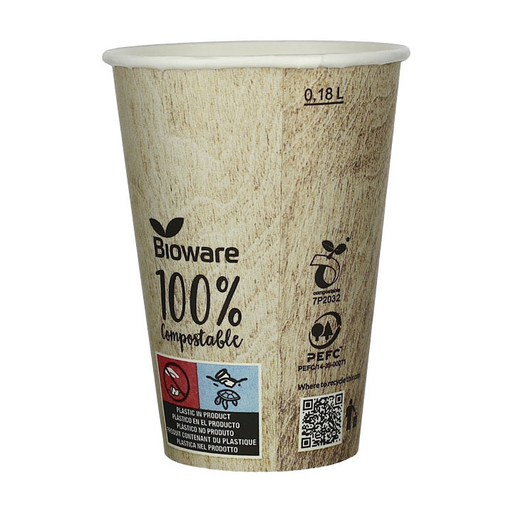 Paper Cup PLA "BioWare" Vending Eco-Friendly-Friendly 8 Oz/210ml Ø7,0cm (2.500 Units)