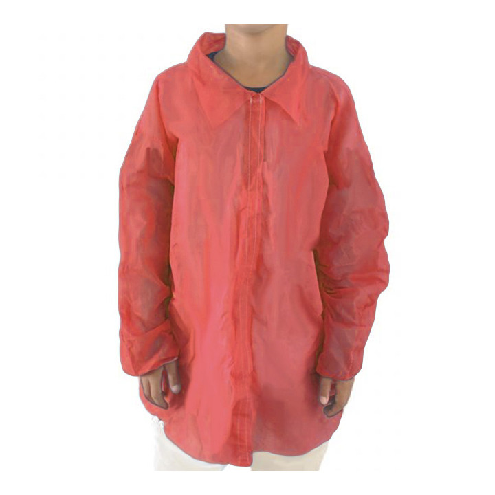Disposable Kids Lab Coat TST PP Velcro Red (50 Units)