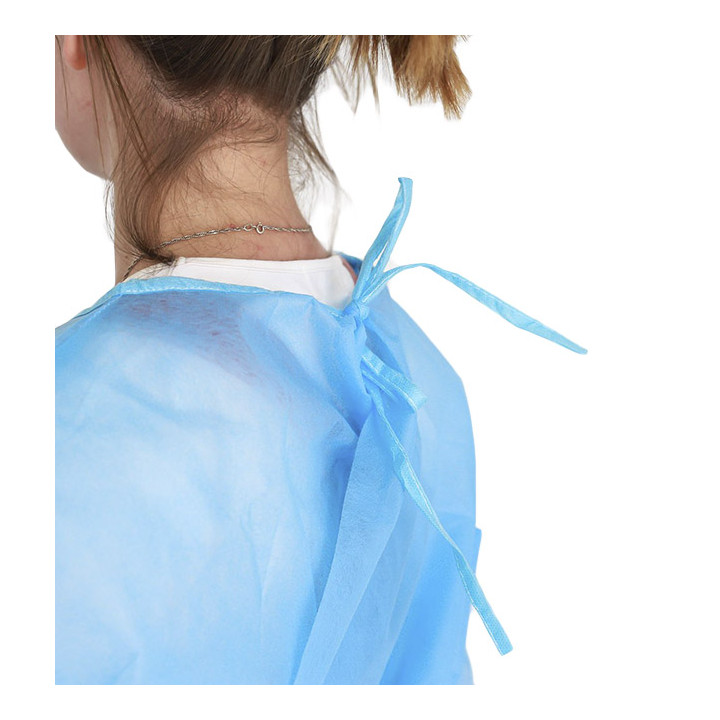 Disposable Lab Coat TST PP Back Closure Tie Belt Blue XL (10 Units) 