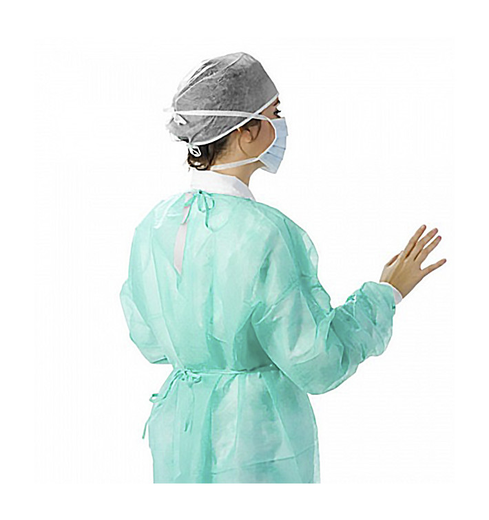 Disposable Lab Coat NonWoven Tie Belt Back Closure Green XL 16gr (100 Units)