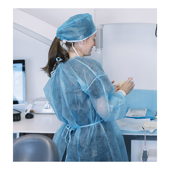 Disposable Lab Coat TST PP Back Closure Tie Belt Blue XL (10 Units) 