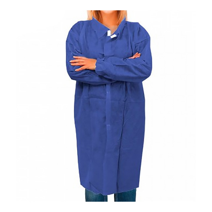 Disposable Lab Coat NonWoven Velcro Dark Blue XL (100 Units)