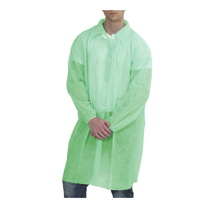 Disposable Lab Coat Visitor Guest TST PP Velcro Green XL 25gr (50 Units)