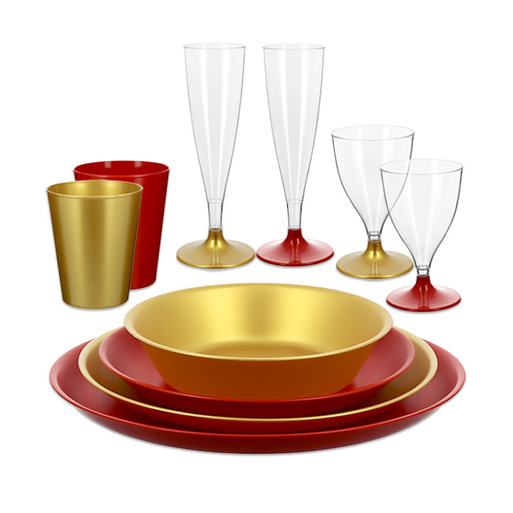 Reusable Plate Durable PP Mineral Gold Ø27,5cm (6 Units)
