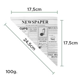 Paper Food Cone Grease-Proof "Times" 24cm 100g (250 Units)