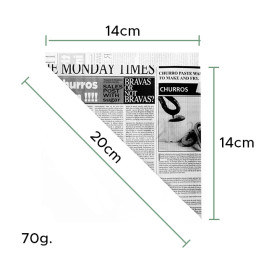 Paper Food Cone Grease-Proof "Times" 20cm 70g (250 Units)