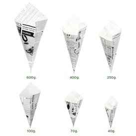 Paper Food Cone Grease-Proof "Times" 24,5cm 100g (2.000 Units)