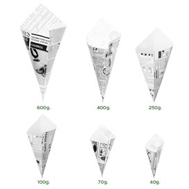Paper Food Cone Grease-Proof "Times" 24,5cm 100g (250 Units)