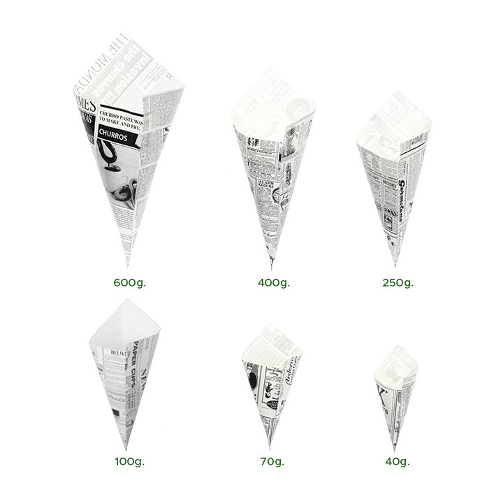 Paper Food Cone Grease-Proof "Times" 20cm 70g (2.000 Units)