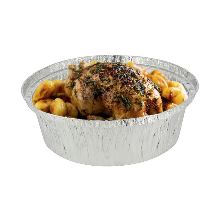 Foil Pan for Roast Chicken Round Shape 1900ml (125 Units)  