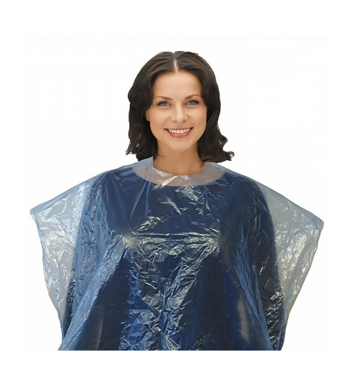 Disposable Plastic Dye Cape PE Blue 83x110cm (50 Units) 