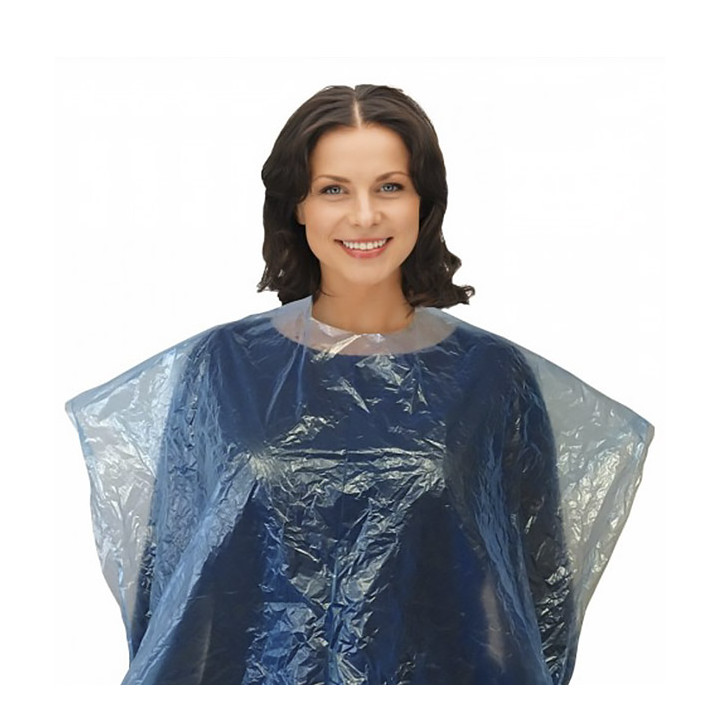 Disposable Plastic Dye Cape PE Blue 83x110cm (1000 Units)