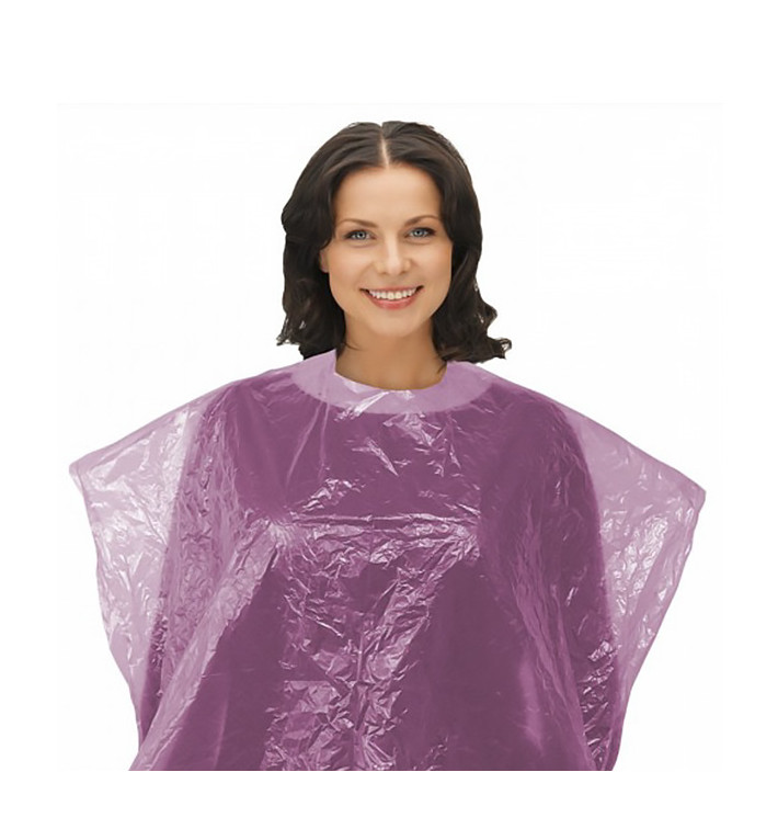 Disposable Plastic Dye Cape PE Pink 83x110cm (50 Units) 