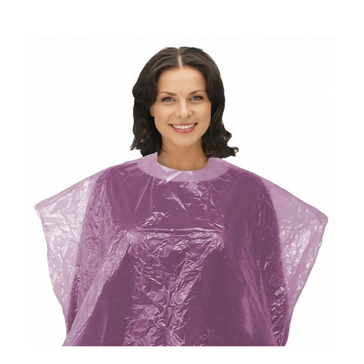 Disposable Plastic Dye Cape PE Pink 83x110cm (50 Units) 
