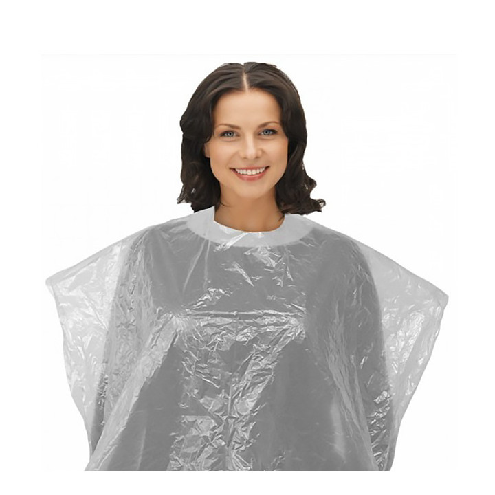 Disposable Plastic Dye Cape PE White 83x110cm (50 Units) 