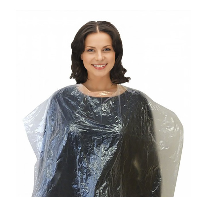 Disposable Plastic Dye Cape PE 83x110cm Clear (50 Units)