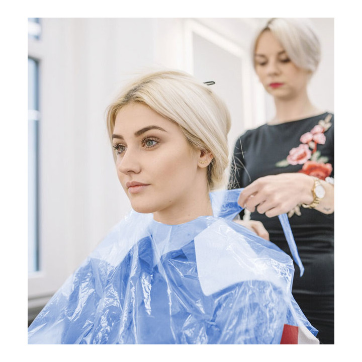 Disposable Plastic Dye Cape PE Blue 83x110cm (1000 Units)