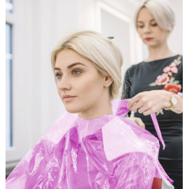 Disposable Plastic Dye Cape PE Pink 83x110cm (1000 Units)