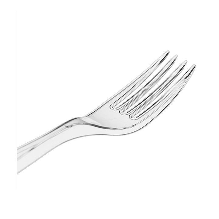 Reusable Plastic PS Fork Transparent 18cm (20 Units)
