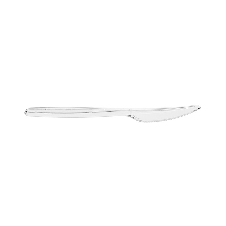 Reusable Plastic PS Knife Transparent 18cm (20 Units)
