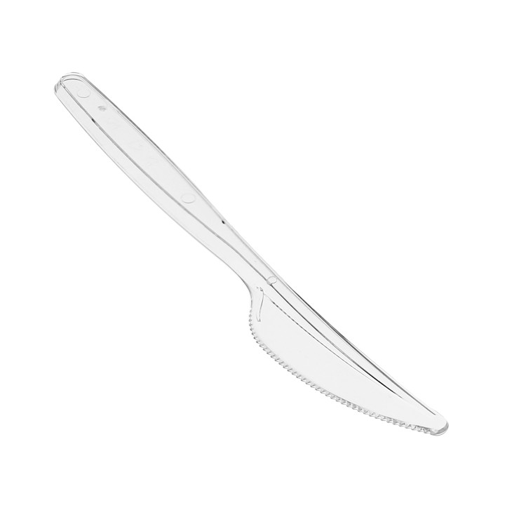 Reusable Plastic PS Knife Transparent 18cm (20 Units)