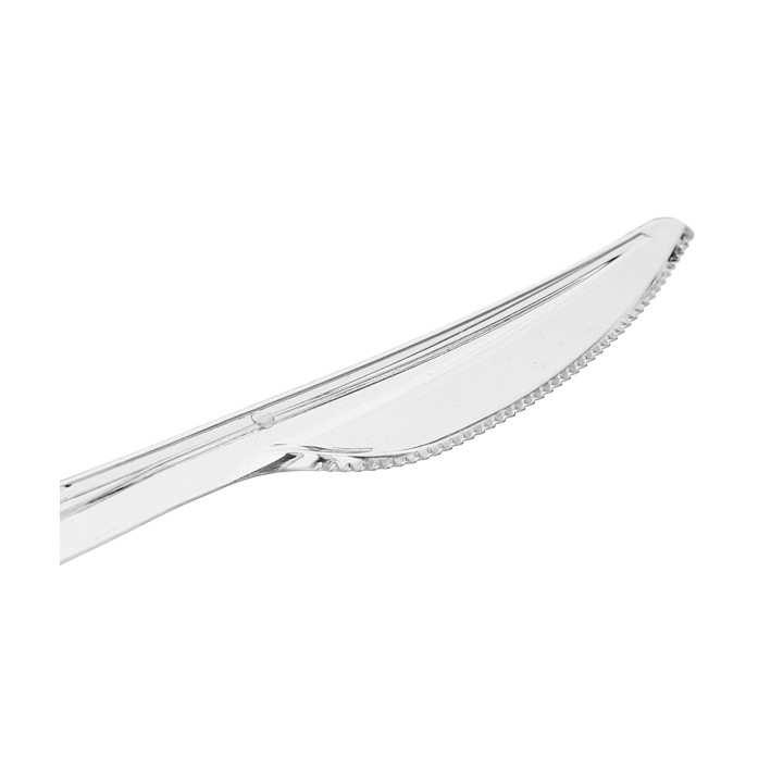 Reusable Plastic PS Knife Transparent 18cm (50 Units)
