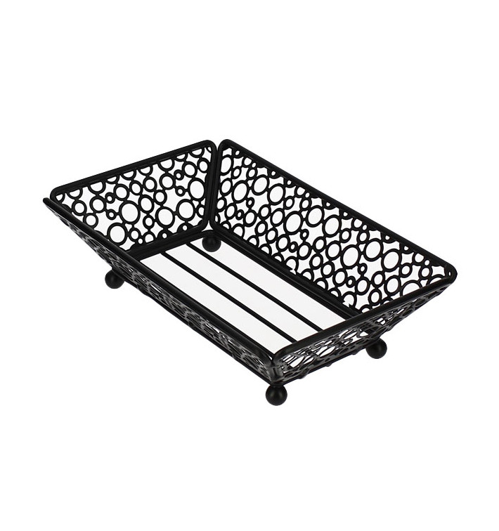 Basket Food Containers Steel Rectangular Shape Black 21x14x6,5cm (6 Units)