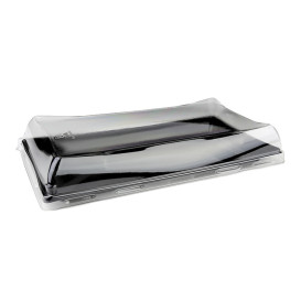 Plastic Tray with Lid Black 12x22cm (120 Uds)