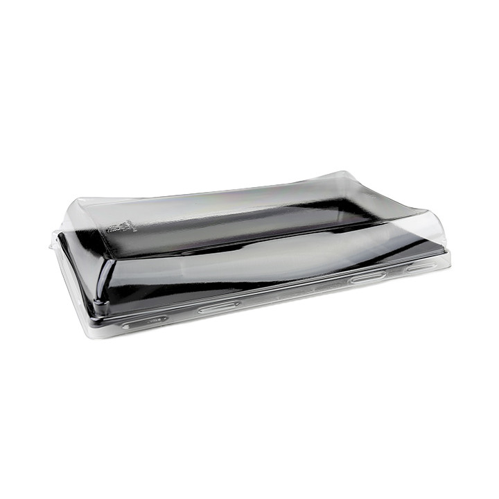 Plastic Tray with Lid Black 12x22cm (120 Uds)