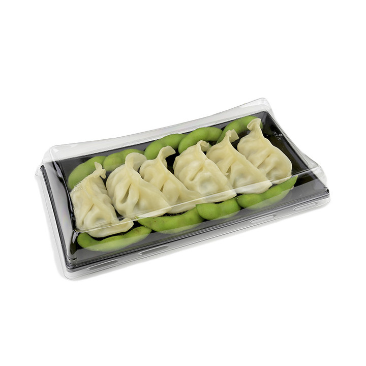 Plastic Tray with Lid Black 12x22cm (120 Uds)