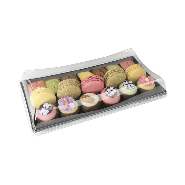 Plastic Tray with Lid Black 12x22cm (15 Units) 