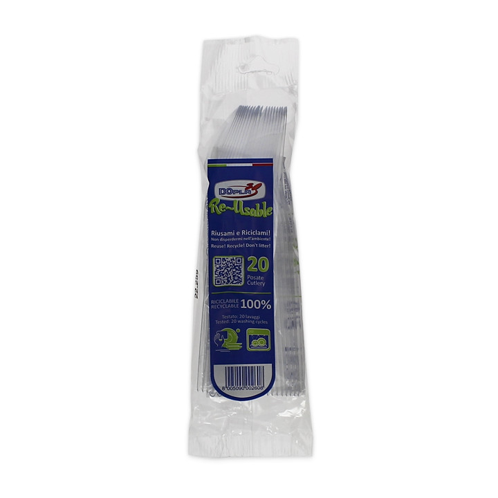 Reusable Spoon PS "Diamant" Transparent 180mm (20 Units)