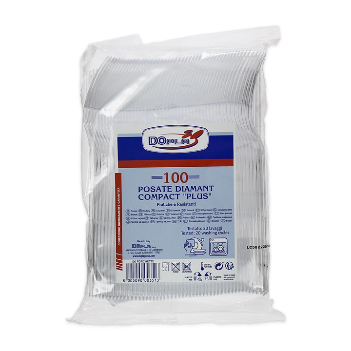 Reusable Fork PS "Diamant" Transparent 180mm (100 Units)