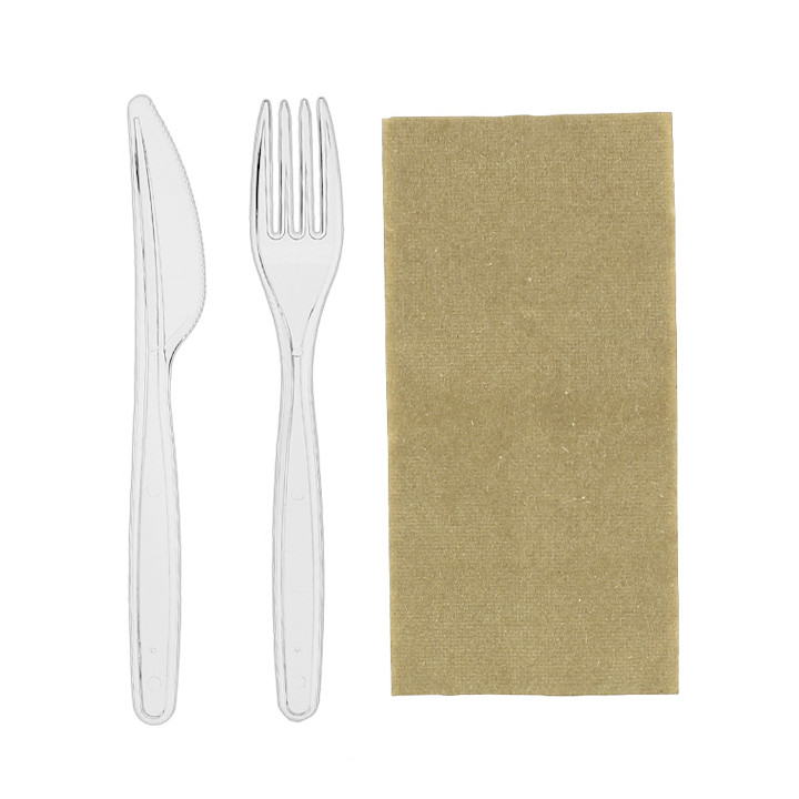 Cutlery Set Reusable PS 2 Pieces + Napkin (25 Units)