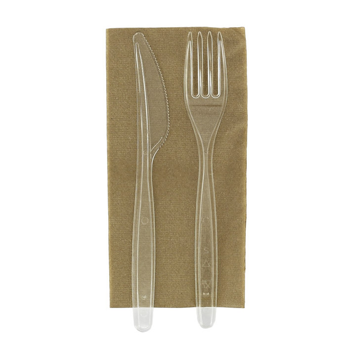 Cutlery Set Reusable PS 2 Pieces + Napkin (25 Units)