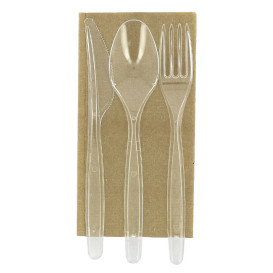 Cutlery Set Reusable PS 3 Pieces + Napkin (25 Units)