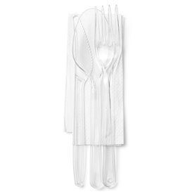 Cutlery Set Reusable PS 3 Pieces + Napkin (25 Units)