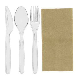 Cutlery Set Reusable PS 3 Pieces + Napkin (250 Units)
