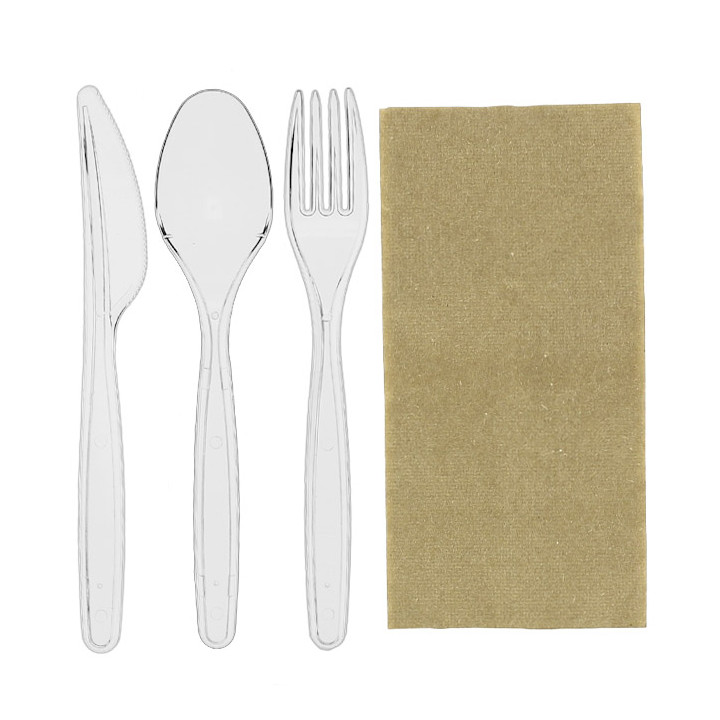 Cutlery Set Reusable PS 3 Pieces + Napkin (250 Units)