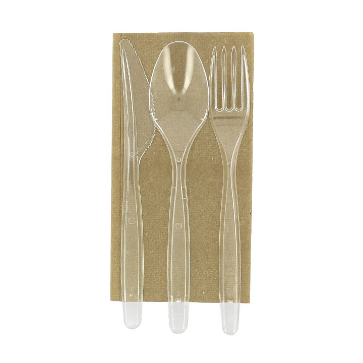 Cutlery Set Reusable PS 3 Pieces + Napkin (250 Units)