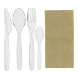 Cutlery Set Reusable PS 4 Pieces + Napkin (25 Units)