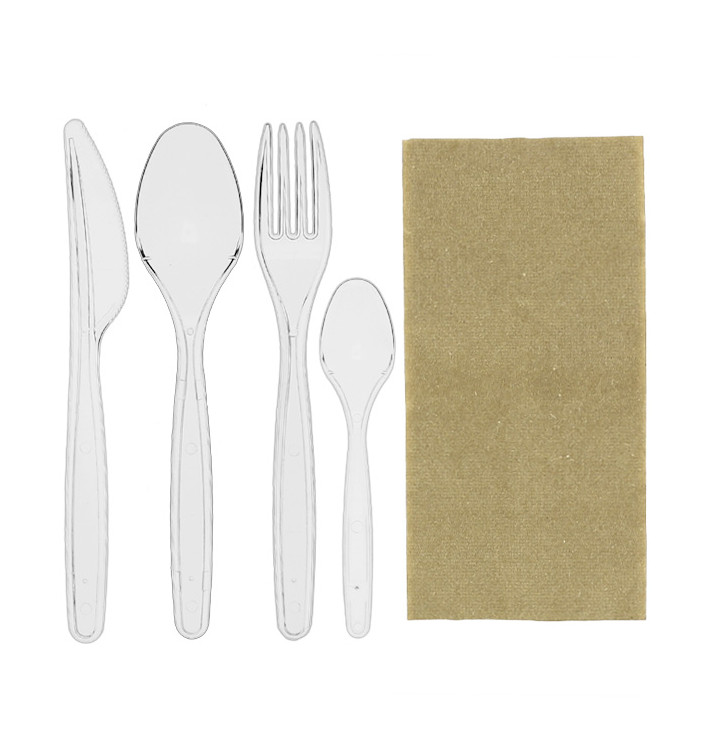 Cutlery Set Reusable PS 4 Pieces + Napkin (25 Units)