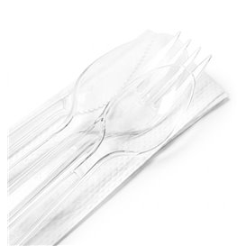 Cutlery Set Reusable PS 4 Pieces + Napkin (25 Units)