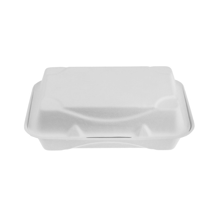 Sugarcane Hinged Container White 23x15x7,5cm (50 Units)