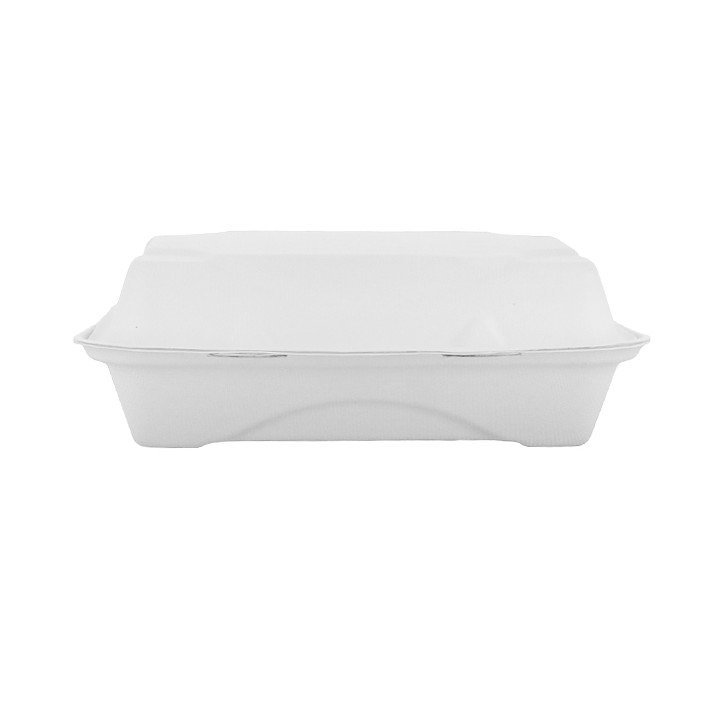 Sugarcane Hinged Container White 23x15x7,5cm (50 Units)