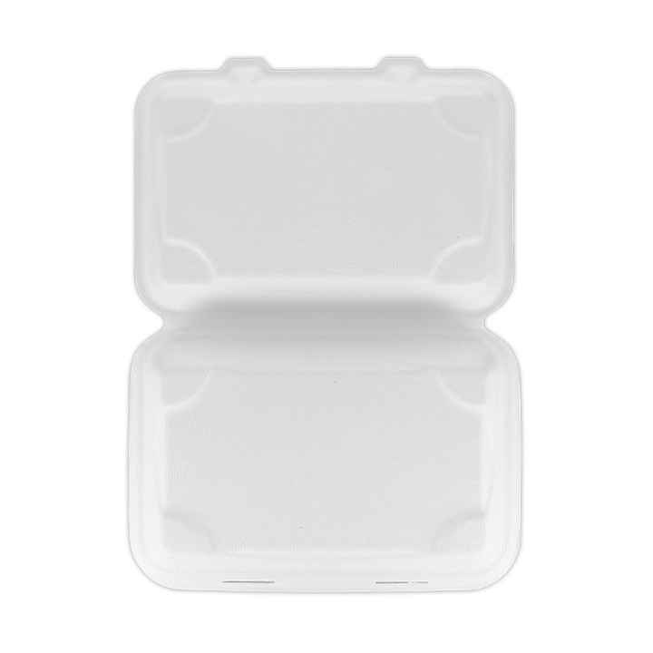 Sugarcane Hinged Container White 23x15x7,5cm (50 Units)