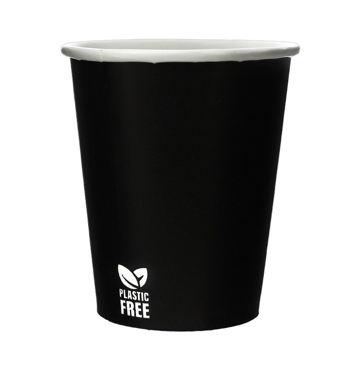 Plastic-Free Paper Cup 7 Oz/210ml Black Ø7,0cm (50 Units)