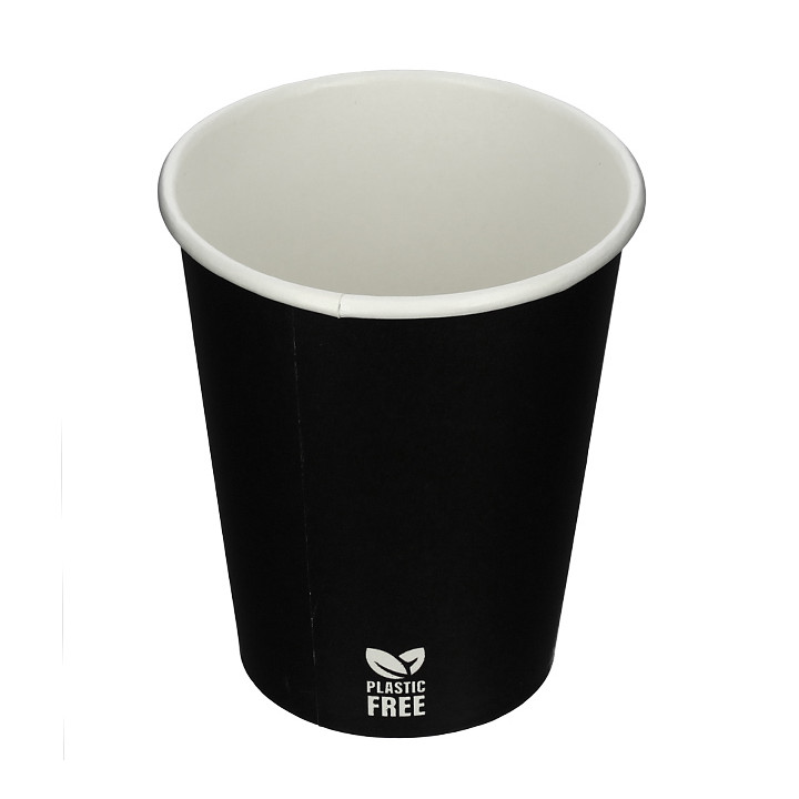 Plastic-Free Paper Cup 8 Oz/240ml Black Ø8,0cm (50 Units)